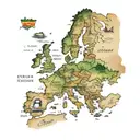 europe map with italy as a main country music tattoo design idea