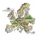 europe map with italy as a main country music tattoo design idea