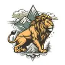 lion and mountain peak tattoo design idea