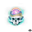 siren and skulls tattoo design idea