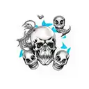 siren and skulls tattoo design idea