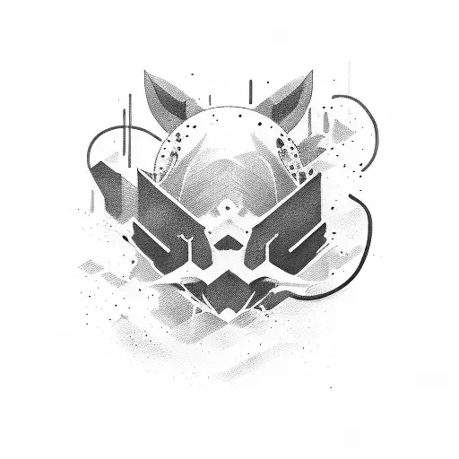 one simple faded rectangle with abstact black waves crossing tattoo design idea