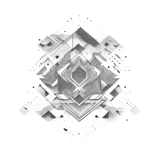 one simple faded rectangle with abstact black waves crossing tattoo design idea