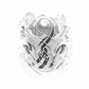 one simple faded rectangle with abstact black waves crossing tattoo design idea