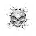 faded rectangle with abstact black waves crossing tattoo design idea