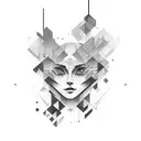 faded rectangle with abstact black waves crossing tattoo design idea