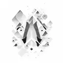 faded rectangle with abstact black waves crossing tattoo design idea