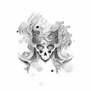 faded rectangle with abstact black waves crossing tattoo design idea