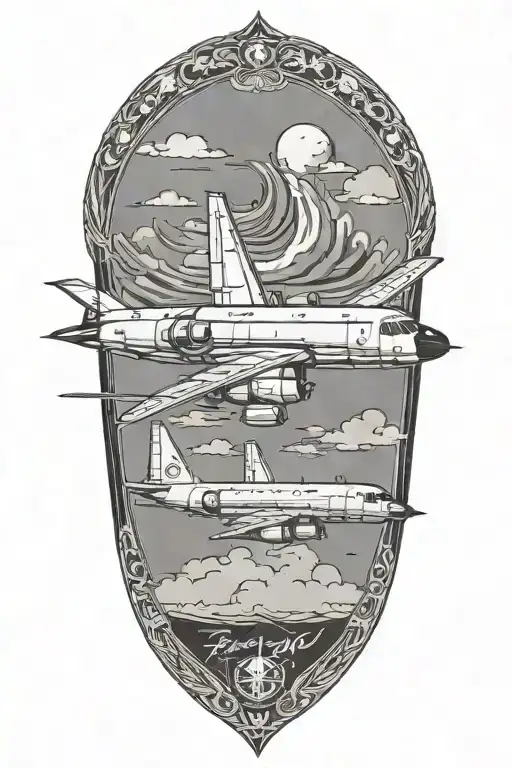 p-3 orion aircraft flying tattoo design idea