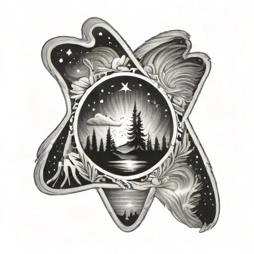 Stars northern lights tattoo design idea