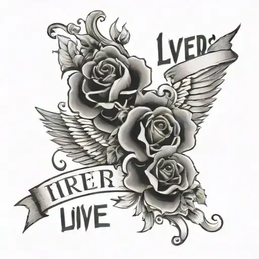 the words live forever die whenever  tattoo design idea