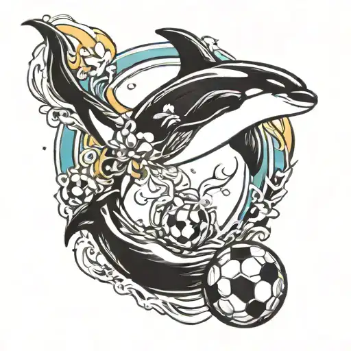 soccer and orca tattoo design idea