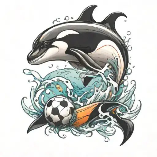 soccer and orca tattoo design idea