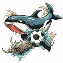 soccer and killer whale   tattoo design idea