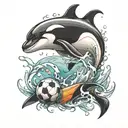 soccer and orca tattoo design idea