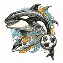 soccer and orca tattoo design idea