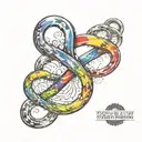 autism with infinity symbol with rainbow colors  tattoo design idea