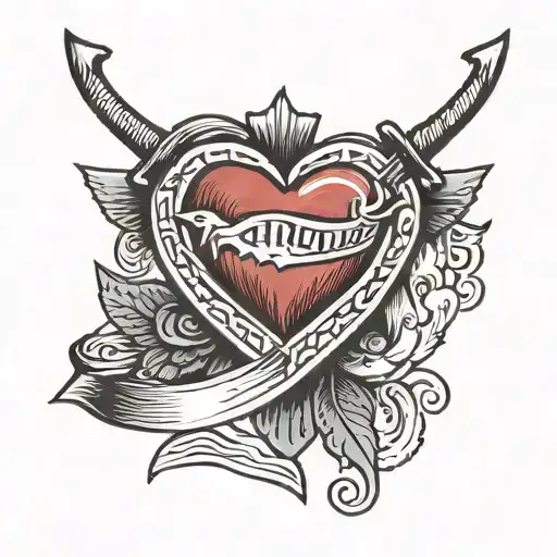 Heart with arrow cattle brand tattoo design idea