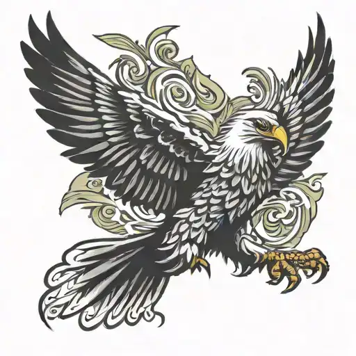 winged eagle with spread wings spread wide tattoo design idea