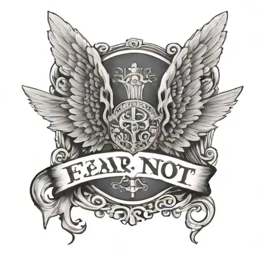angel wings and words fear not Isaiah 41:10 tattoo design idea