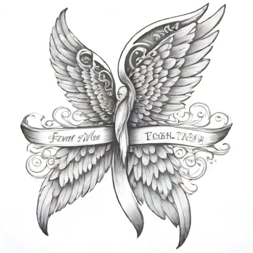 angel wings and words fear not Isaiah 41:10 tattoo design idea