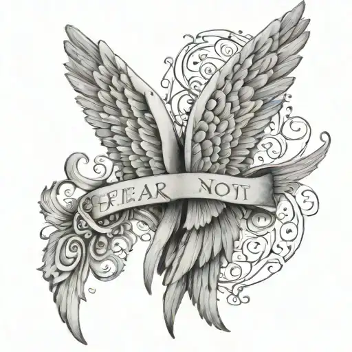 angel wings and words fear not Isaiah 41:10 tattoo design idea