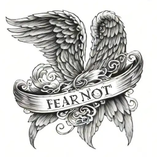 angel wings and words fear not Isaiah 41:10 tattoo design idea
