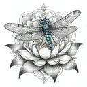 A majestic dragonfly emerging from a lotus flower, symbolizing rebirth and new beginnings tattoo design idea