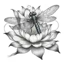 A majestic dragonfly emerging from a lotus flower, symbolizing rebirth and new beginnings tattoo design idea