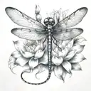 dragonfly with lotus flower blooming tattoo design idea