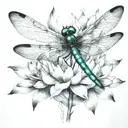 dragonfly with lotus flower blooming tattoo design idea