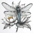 dragonfly with lotus flower blooming tattoo design idea