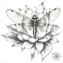 dragonfly with lotus flower blooming tattoo design idea