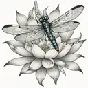 A majestic dragonfly emerging from a lotus flower, symbolizing rebirth and new beginnings tattoo design idea