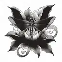 A majestic dragonfly emerging from a lotus flower, symbolizing rebirth and new beginnings tattoo design idea