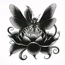 A majestic dragonfly emerging from a lotus flower, symbolizing rebirth and new beginnings tattoo design idea