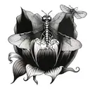A majestic dragonfly emerging from a lotus flower, symbolizing rebirth and new beginnings tattoo design idea