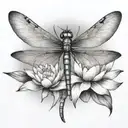 dragonfly with lotus flower blooming tattoo design idea
