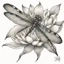dragonfly with lotus flower blooming tattoo design idea