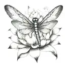 dragonfly with lotus flower blooming tattoo design idea