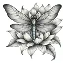 dragonfly with lotus flower blooming tattoo design idea