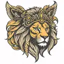 lion headress warrior princess crown tattoo design idea
