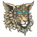 lion headress warrior princess crown tattoo design idea