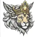 lion headress warrior princess crown tattoo design idea