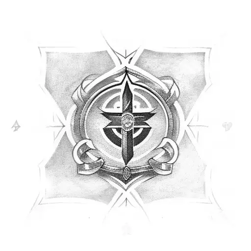 A tattoo depicting a historical Templar symbol intertwined with a military insignia, and motifs around tattoo design idea