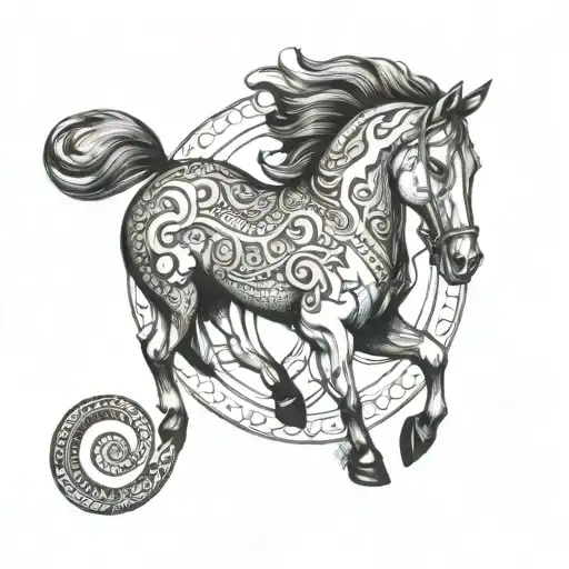 horse shoe tattoo design idea