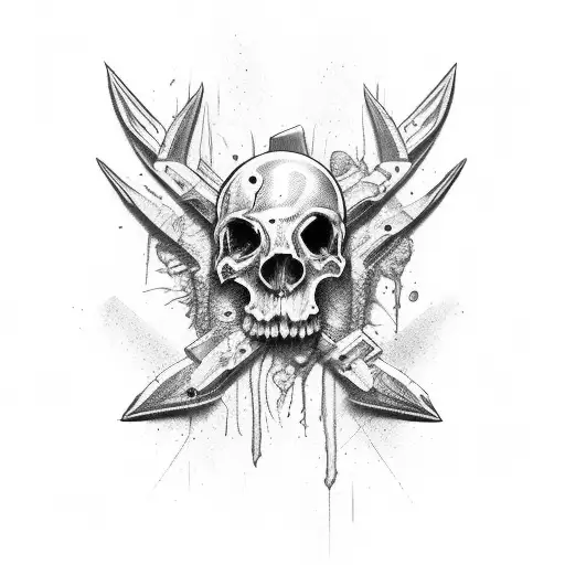 stabbed, bloody, gore tattoo design idea