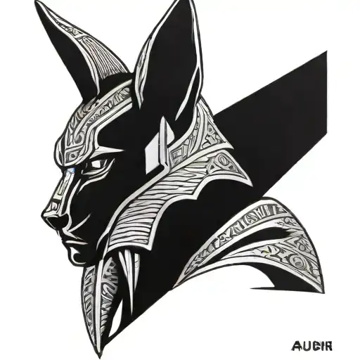 Program code anubis portrait with half tattoo design idea