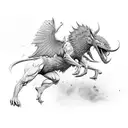 A dynamic action scene featuring Griffith and Guts from Berserk in a black-grey style tattoo design idea