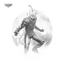 A dynamic action scene featuring Griffith and Guts from Berserk in a black-grey style tattoo design idea